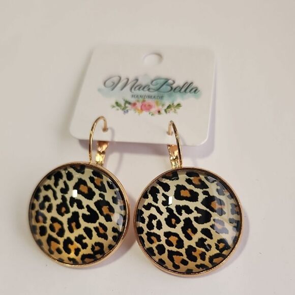 Handmade Leopard Print Earrings - Picture 1 of 3